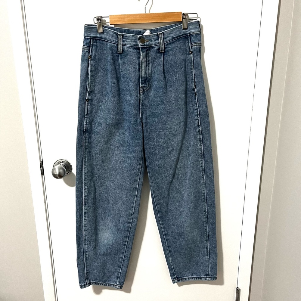 Oak + Fort High Rise Barrel Leg Jean Blue size Medium - Picture 2 of 15